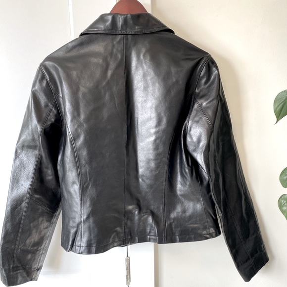 Black Genuine Leather Jacket Size L Made in Italy - Picture 2 of 3